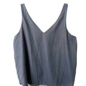 Ann Taylor Loft NWT Women's Sleeveless Velvet Double V Shell Silver Gray Small